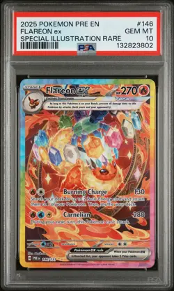 2025 POKEMON PRE EN-PRISMATIC EVOLUTIONS #146 FLAREON EX PSA 10 - Image 1