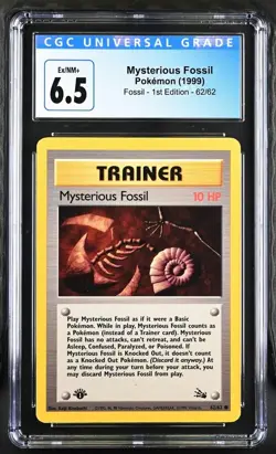 1999 POKEMON FOSSIL 1ST EDITION MYSTERIOUS FOSSIL #62 CGC 6.5 Ex/NM+ - Image 1