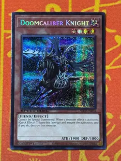 YUGIOH DOOMCALIBER KNIGHT SECRET RARE SBC2-ENE04 SPEED DUEL US IMPORT - Image 1