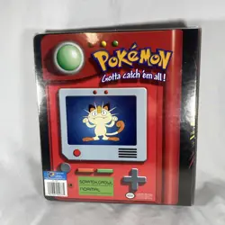 Vintage Pokemon 2" 3 Ring Binder Pikachu And Meowth Card Binder Holder 1999 - Image 3