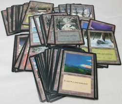 BASIC LANDS ICE AGE 80 CARD LOT MTG ISLAND FOREST MOUNTAIN PLAINS SWAMP #619 - Image 1