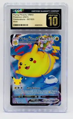 CGC 10 PRISTINE Flying Pikachu VMAX 2021 Celebrations 007/025 Holo Pokemon Card - Image 1