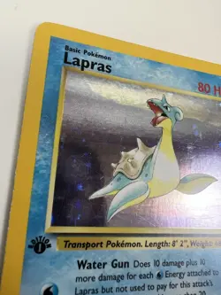 Pokemon TCG Lapras 1st Edition Rare Holo Card #10/62 Fossil MP Scratches - Image 2