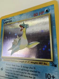 Pokemon TCG Lapras 1st Edition Rare Holo Card #10/62 Fossil MP Scratches - Image 3
