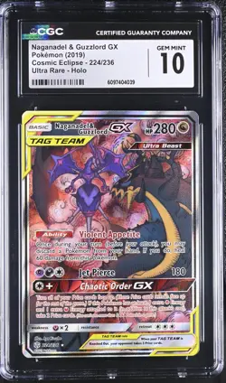 CGC 10 Naganadel & Guzzlord GX 224/236 Alt Cosmic Eclipse Pokemon Card - Image 1