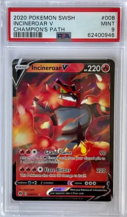 2020 Pokemon SWSH Champion's Path Incineroar V #008 PSA MINT 9 - Image 1