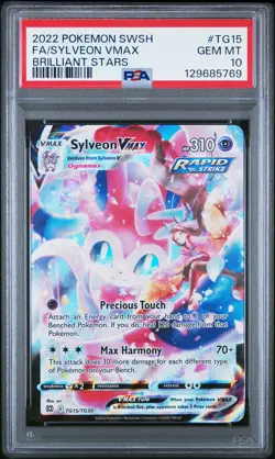 2022 POKEMON SWORD & SHIELD BRILLIANT STARS #TG15 FULL ART/SYLVEON VMAX PSA 10 - Image 1