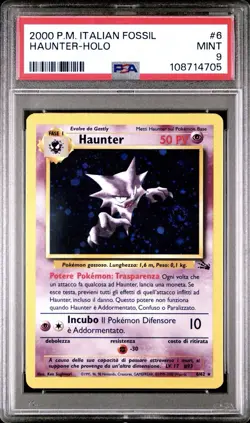 2000 Pokemon ITALIAN Unlimited Fossil Haunter Holo 6/62 PSA 9 MINT - Image 1