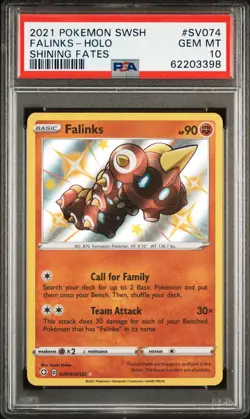2021 POKEMON SWORD & SHIELD SHINING FATES #SV074 FALINKS-HOLO PSA 10 - Image 1