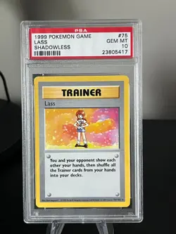 PSA 10 Lass #75 Shadowless Pokemon Game 1999 - Image 1