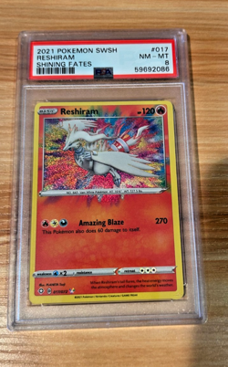 2021 Pokemon Shining Fates 017 Reshiram Amazing Rare PSA MINT 8 READY TO SHIP - Image 1