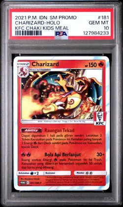 2021 POKEMON INDONESIAN SM PROMO KFC CHAKI KIDS MEAL #181 CHARIZARD-HOLO PSA 10 - Image 1