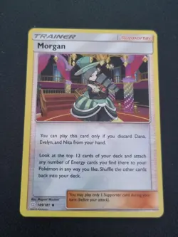 REVERSE HOLO Pokemon Card Sun & Moon Team Up TCG Card Morgan 149/181 - Image 1