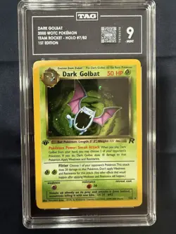 2000 Team Rocket 1st Edition Dark Golbat 7/82 - TAG 9 - Holo Rare Pokemon Card - Image 1