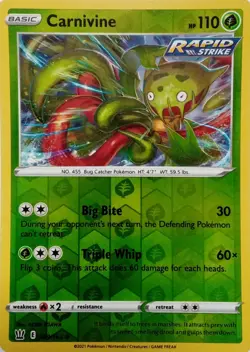 009/163 CARNIVINE REVERSE HOLO BATTLE STYLES POKEMON CARD - Image 1