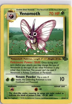Pokemon TCG Venomoth 29/64 Jungle Pokemon Trading Card TCG WOTC - Image 3