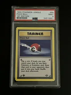 1999 Pokemon Poke Ball Trainer 1st Edition Jungle #22 PSA 9 Mint - Image 1