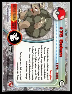 1999 TOPPS POKEMON - # 76 GOLEM HOLO FOIL - BLACK LOGO - Image 2