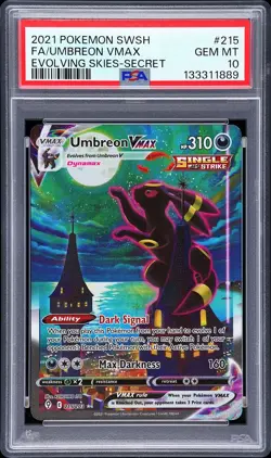 2021 POKEMON SWORD & SHIELD EVOLVING SKIES SECRET FULL ART/UMBREON VMAX PSA 10 - Image 1