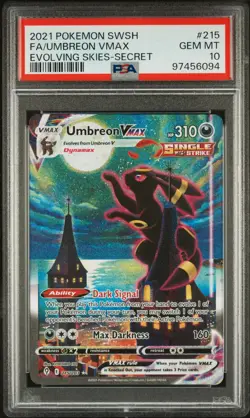 2021 POKEMON SWORD & SHIELD EVOLVING SKIES SECRET FULL ART/UMBREON VMAX PSA 10 - Image 1