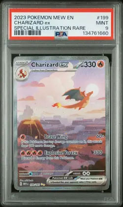 2023 POKEMON MEW EN-151 SPECIAL ILLUSTRATION RARE #199 CHARIZARD EX PSA 9 MINT - Image 1
