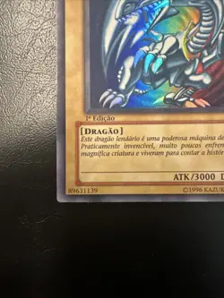 Yu Gi Oh Blue Eyes White Dragon DIK-P001 1st Edition Portuguese LP - Image 4