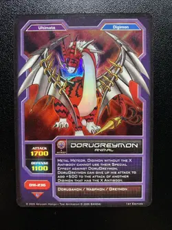 HOLO DM-236 DoruGreymon Digimon CCG Card Operation X Foil 1st Edition 2005 - Image 1