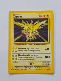 Zapdos 16/102 Base Set Rare Holo Pokemon Card WOTC 1999 - Excellent - Image 1