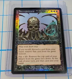 MTG FOIL Necropotence - Deckmasters Magic Card # 7 / 50 + Card Holder - Image 1