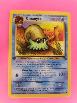 Omanyte 1st Edition Fossil Pokemon Card WOTC LP + - Image 1