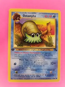 Omanyte 1st Edition Fossil Pokemon Card WOTC LP + - Image 3