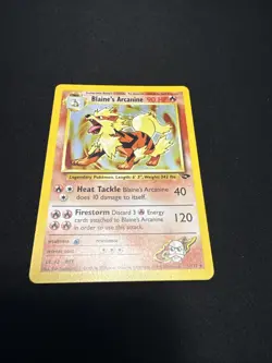 Pokemon TCG Gym Challenge Blaine's Arcanine Holo Rare Card 1/132 LP/NM Condition - Image 1