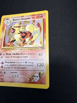 Pokemon TCG Gym Challenge Blaine's Arcanine Holo Rare Card 1/132 LP/NM Condition - Image 3