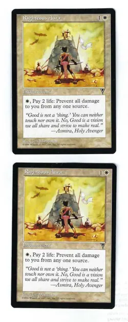 2x Righteous Aura - Vision - Magic The Gathering NM/M (Never Played) - Image 1