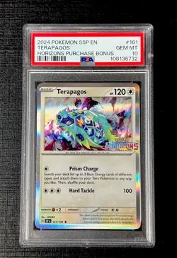 Pokemon Terapagos 161/191 2024 Surging Sparks Horizons Stamped Promo PSA 10 - Image 1