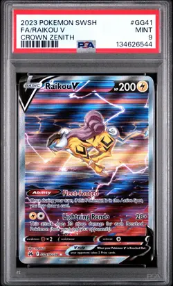 2023 POKEMON SWORD AND SHIELD CROWN ZENITH GG41 FULL ART/RAIKOU V PSA 9 MINT - Image 1