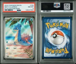 2025 POKEMON DRI EN DESTINED RIVALS ILLUSTRATION RARE #194 MISTY'S LAPRAS PSA 8 - Image 1