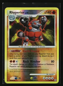 Pokemon RHYPERIOR 12/130 Reverse Holo (2007 Diamond and Pearl) LP/Light Play - Image 1