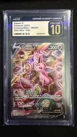 2021 Pokemon Sword & Shield Evolving Skies Espeon V 180/203. CGC PRISTINE 10 💎 - Image 1