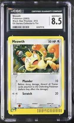Meowth Black Star Promo Pokemon 2003 EX Series Collector's Tin CGC 8.5 NM/MINT+ - Image 1