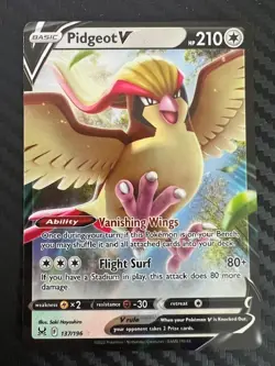 Pokemon TCG Pidgeot V Sword & Shield Lost Origin 137/196 Holo Ultra Rare NM - Image 1