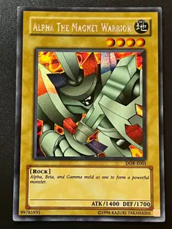 Alpha the Magnet Warrior DOR-E001 Prismatic Secret Rare Light Play+ Yugioh - Image 1