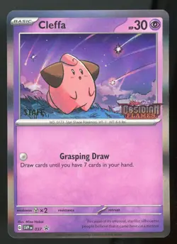 2023 Pokemon SVP Scarlet & Violet Promo 037 Cleffa Staff Card - Image 1