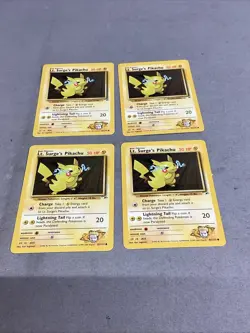 Lot Of 4 Pokemon Lightning Lt, Surge’s Pikachu Trading Cards - Image 1