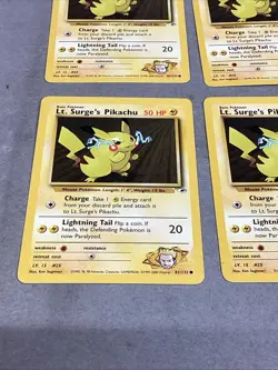 Lot Of 4 Pokemon Lightning Lt, Surge’s Pikachu Trading Cards - Image 2