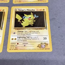 Lot Of 4 Pokemon Lightning Lt, Surge’s Pikachu Trading Cards - Image 3