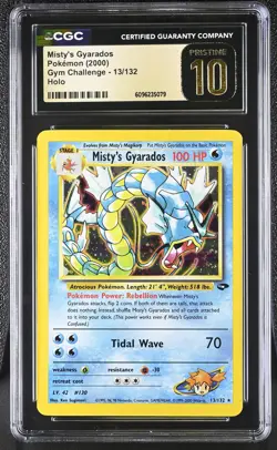CGC 10 PRISTINE Misty's Gyarados Gym Challenge 13/132 Holo SWIRL Pokemon Card - Image 1