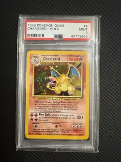 1999 POKEMON BASE SET UNLIMITED #4 CHARIZARD-HOLO PSA 9 - Image 1