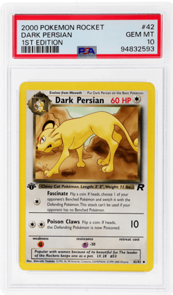 2000 Pokemon Team Rocket Dark Persian 1st Edition #42 PSA 10 - Image 1