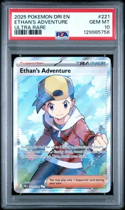 2025 POKEMON DRI EN-DESTINED RIVALS ULTRA RARE #221 ETHAN'S ADVENTURE PSA 10 - Image 1